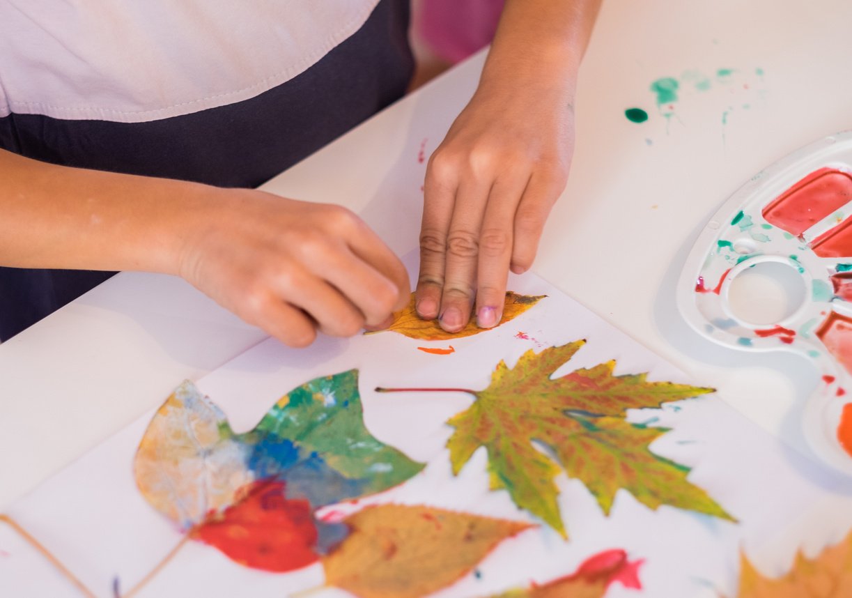 Children hands doing art and crafts